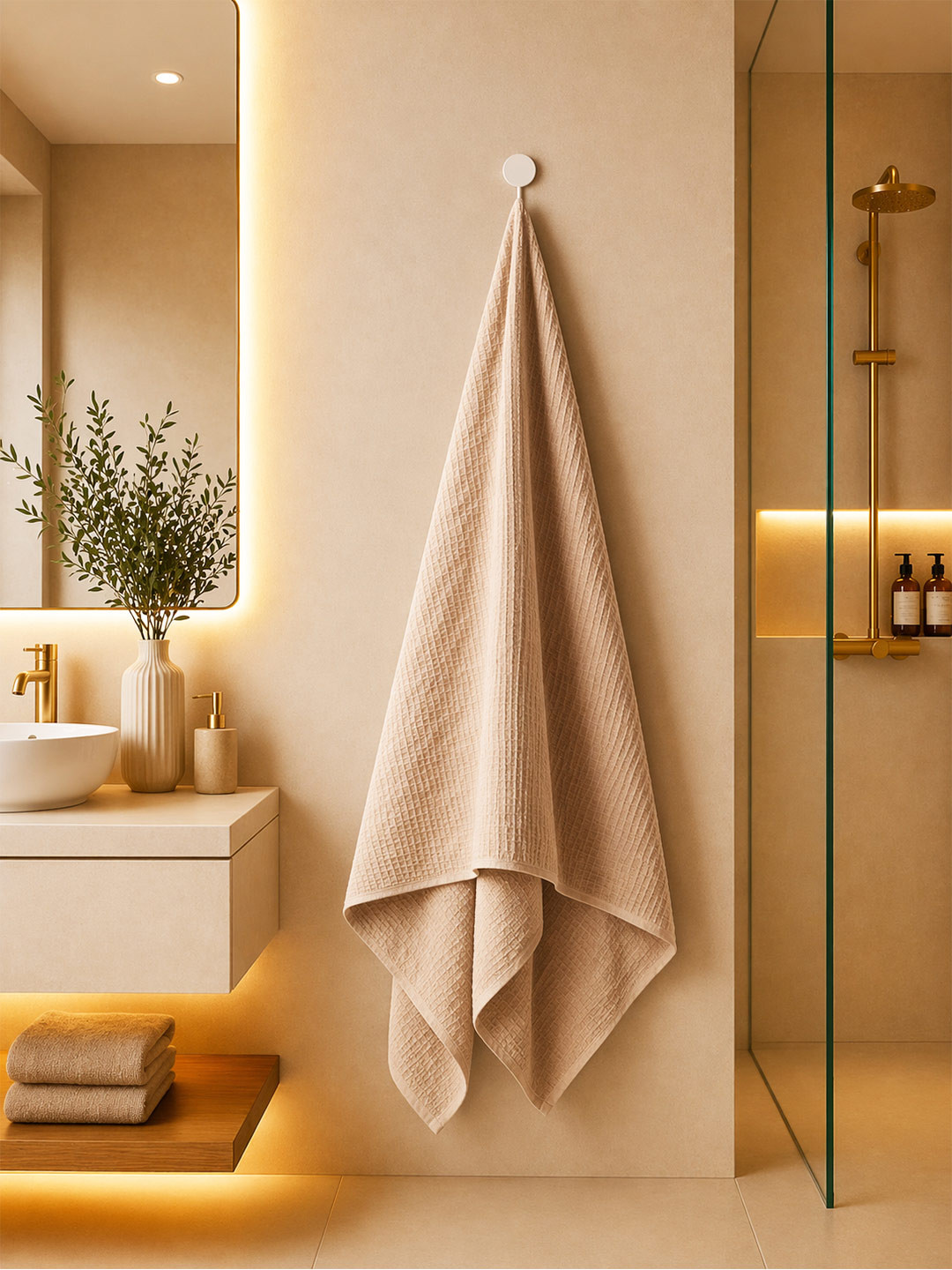 Portico New York Signature Beige & Cream-Coloured 1 Cotton 380 GSM Bath Towel