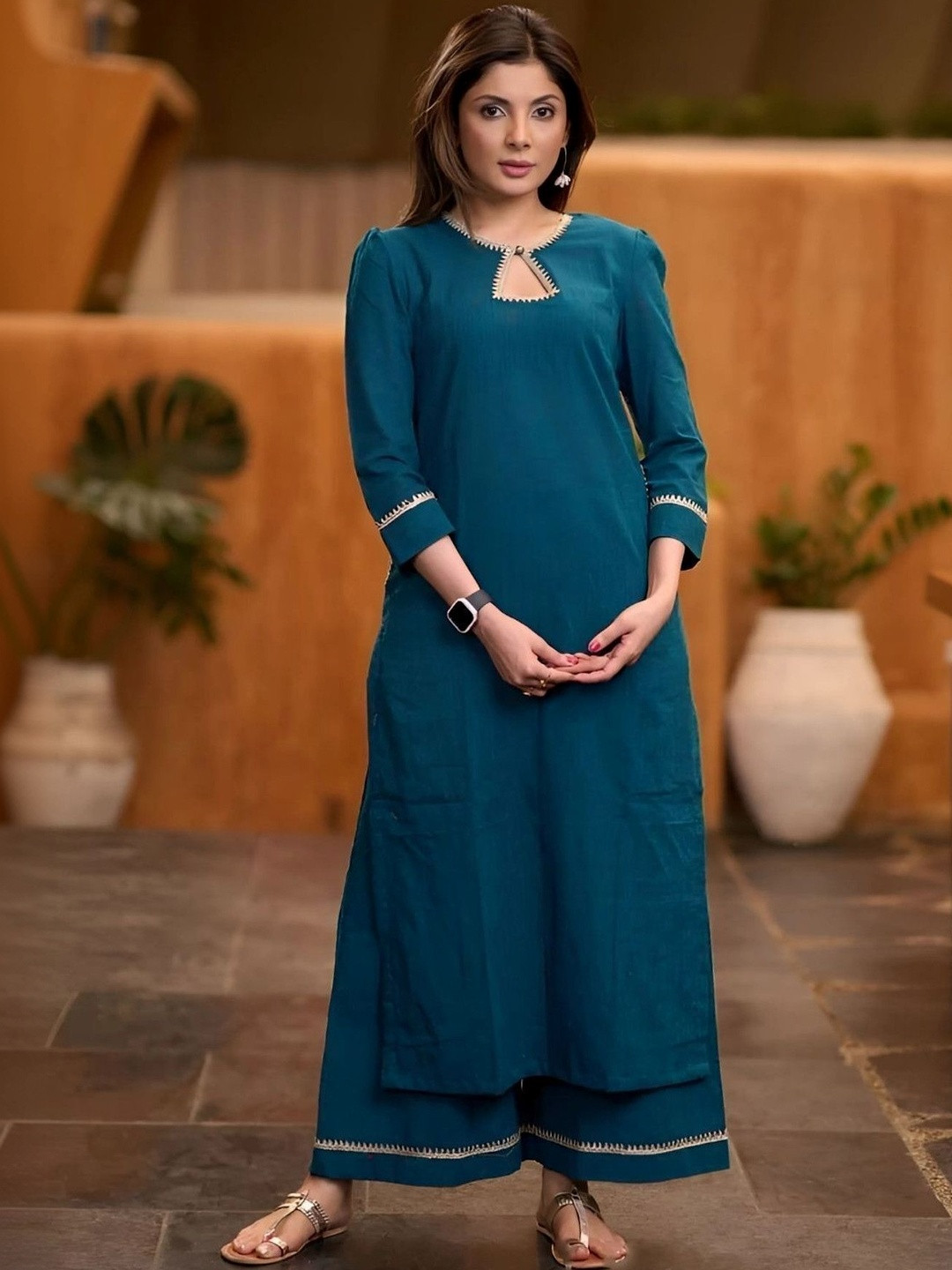 ANVERI TEXTILES Women Regular Kurta with Palazzos
