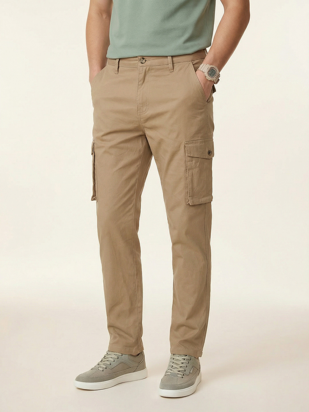 Nautica Men Regular Fit Cotton Elastane Cargo Trousers