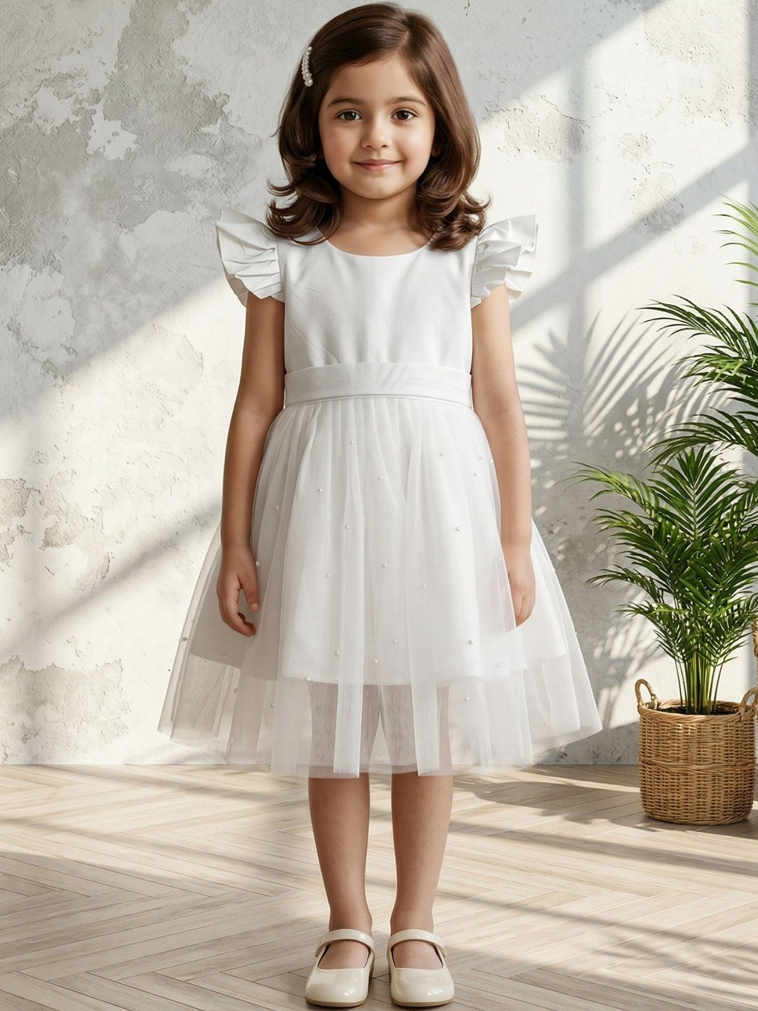 Dripteen Puff Sleeve Satin Fit & Flare Dress