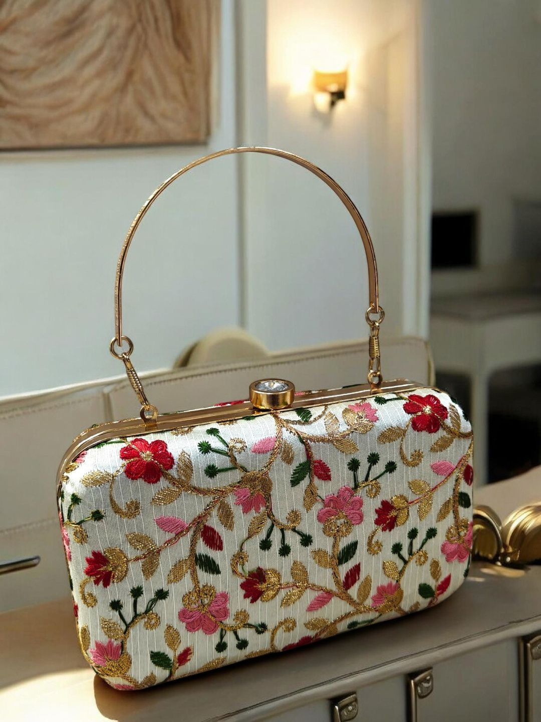 Neelkanth Bags Embroidered Box Clutch