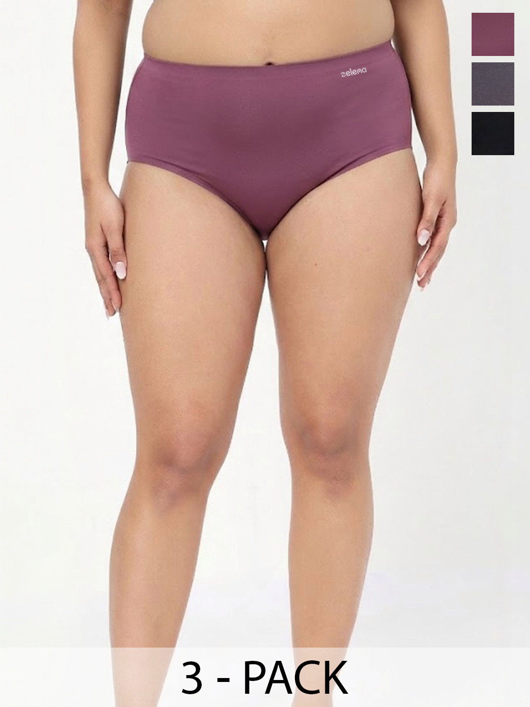 House Of Zelena Pack Of 3 Seamless Cotton High Rise Hipster Briefs