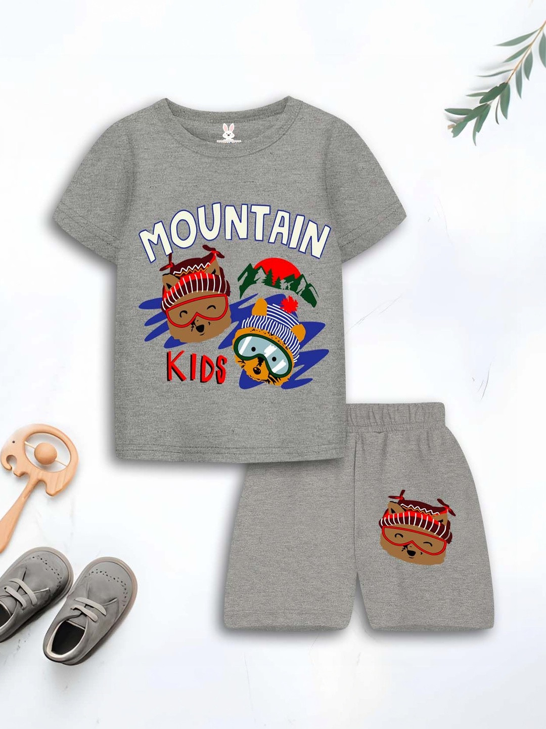 KIDSCRAFT Girls Printed T-shirt with Shorts