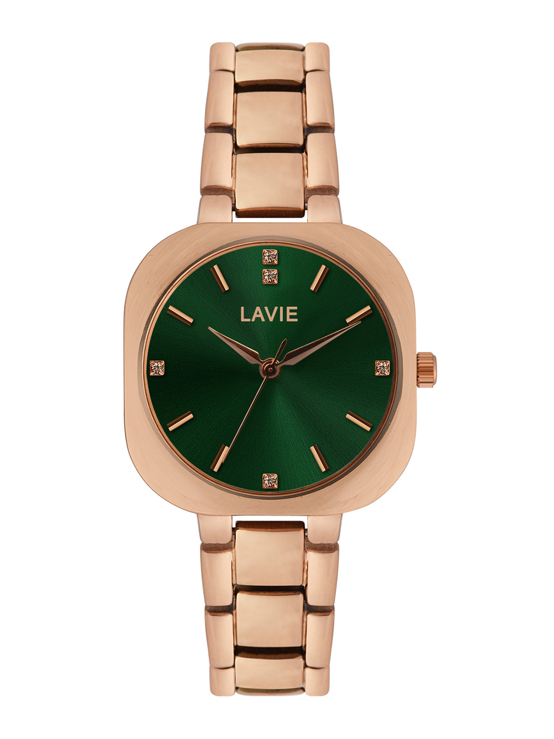 Lavie Women Brass Embellished Dial & Bracelet Style Straps Analogue Watch LV-702-GR