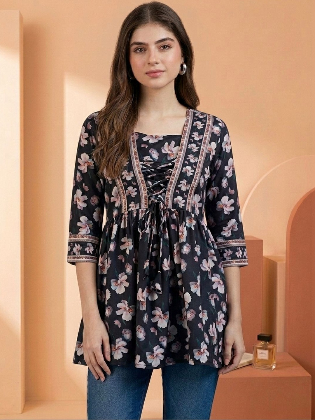 Varanga Floral Print Bohemian Top
