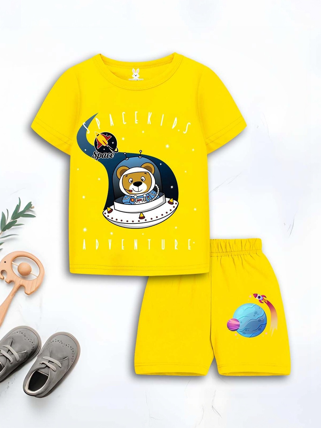 KIDSCRAFT Boys Printed T-shirt with Shorts