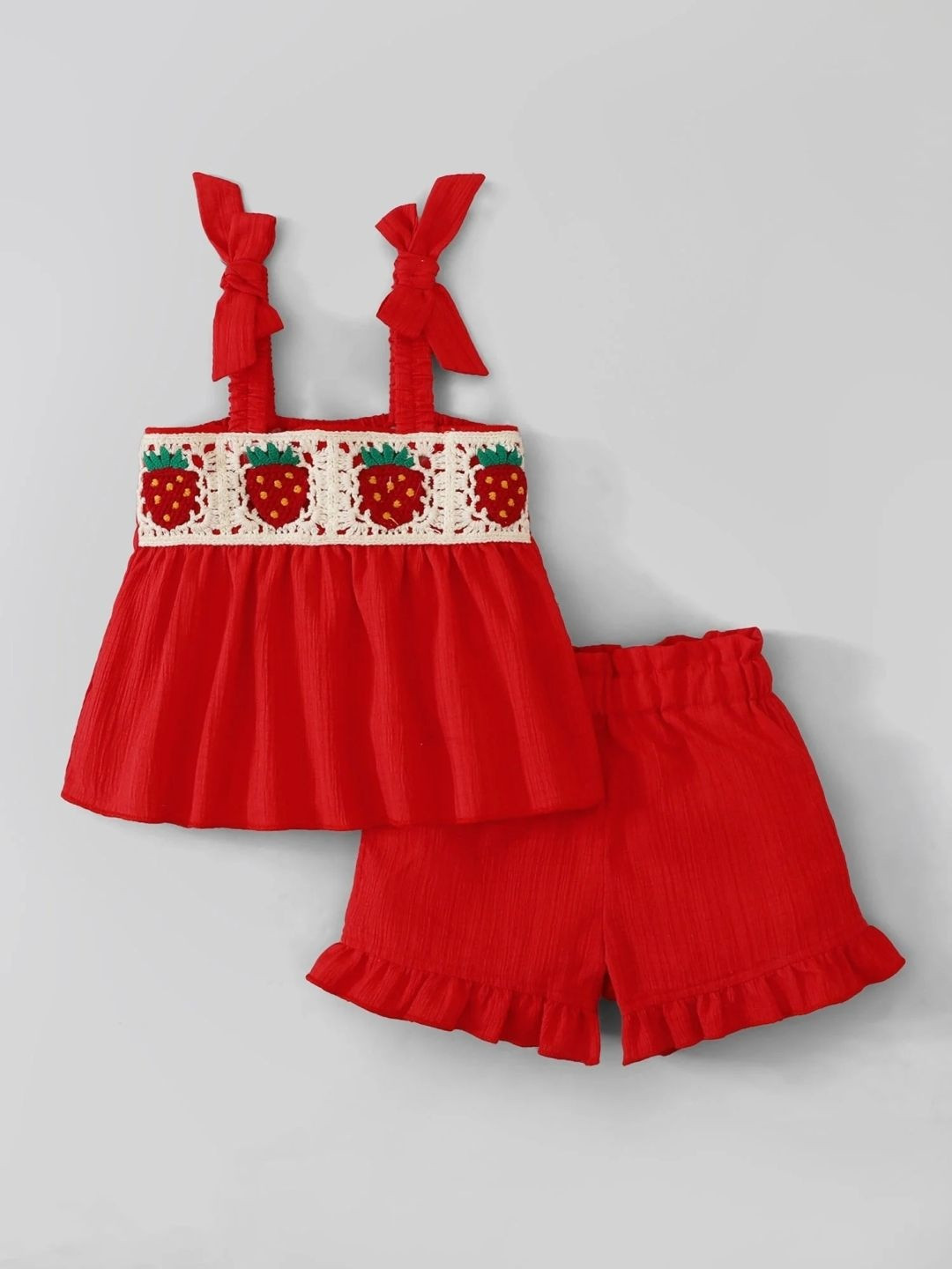 Hopscotch Strawberry Embroidery Ruffled Short Set