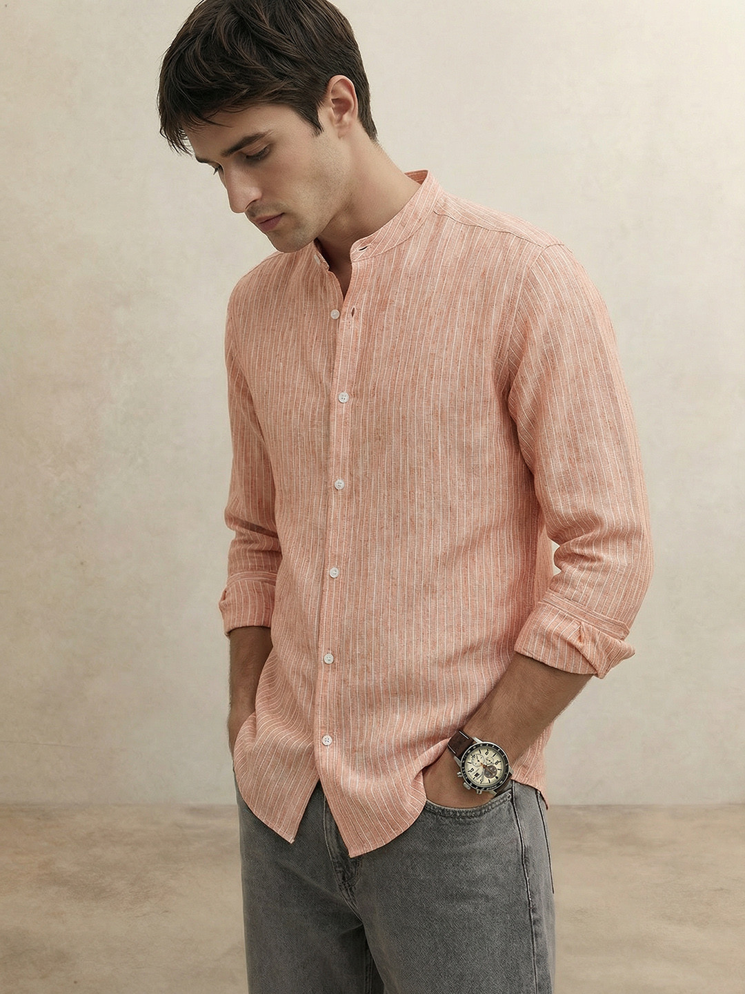 THE SHIRT CODE Striped Casual Shirt