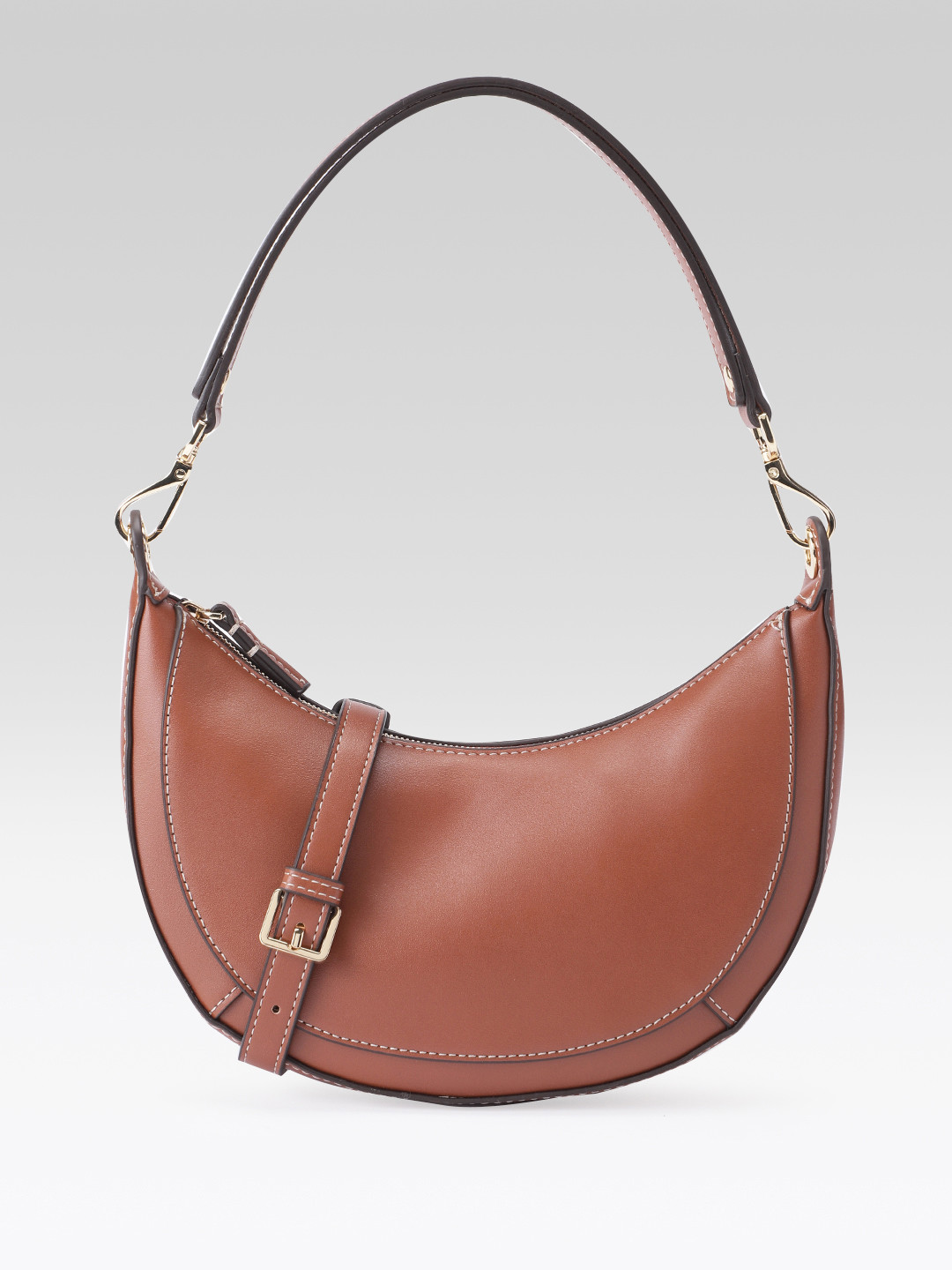 MANGO Como Solid Medium Half Moon Shoulder Bag