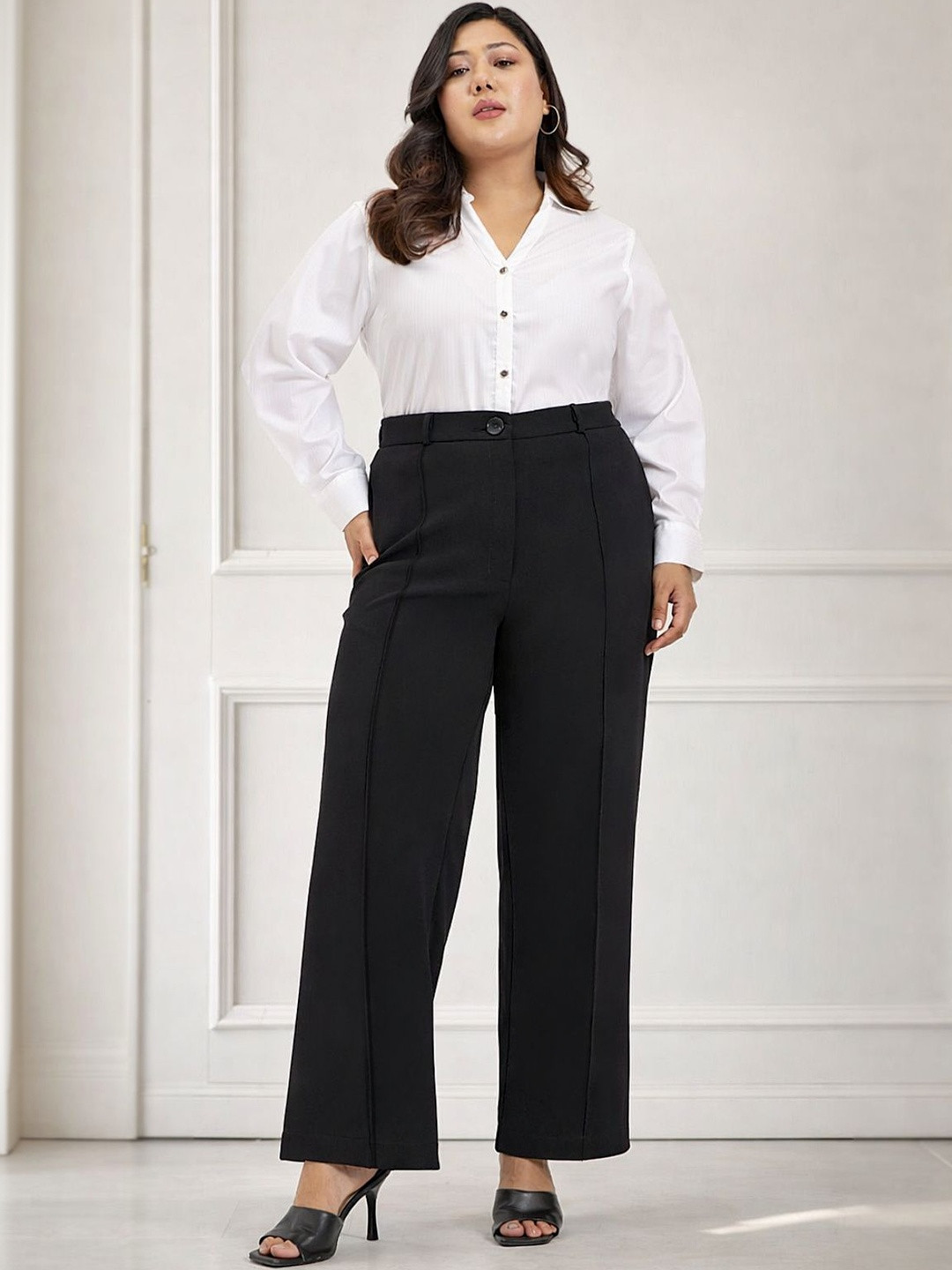 wild U Women Relaxed Straight Leg Straight Fit High-Rise Trousers