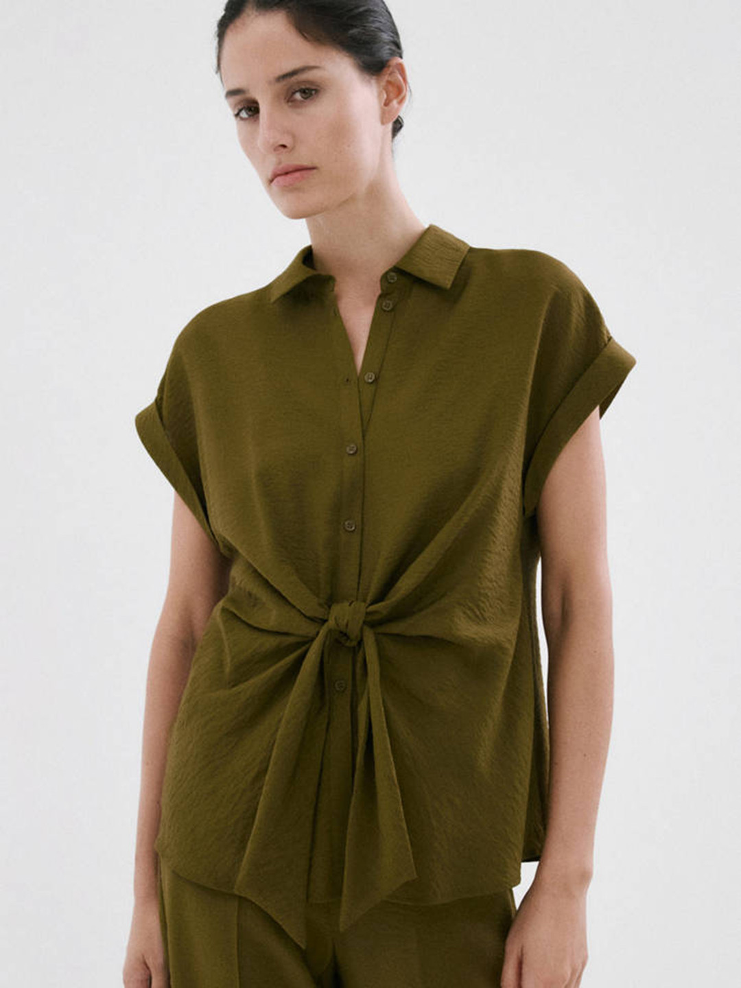 MANGO Extended Sleeves Twist Detail Casual Shirt