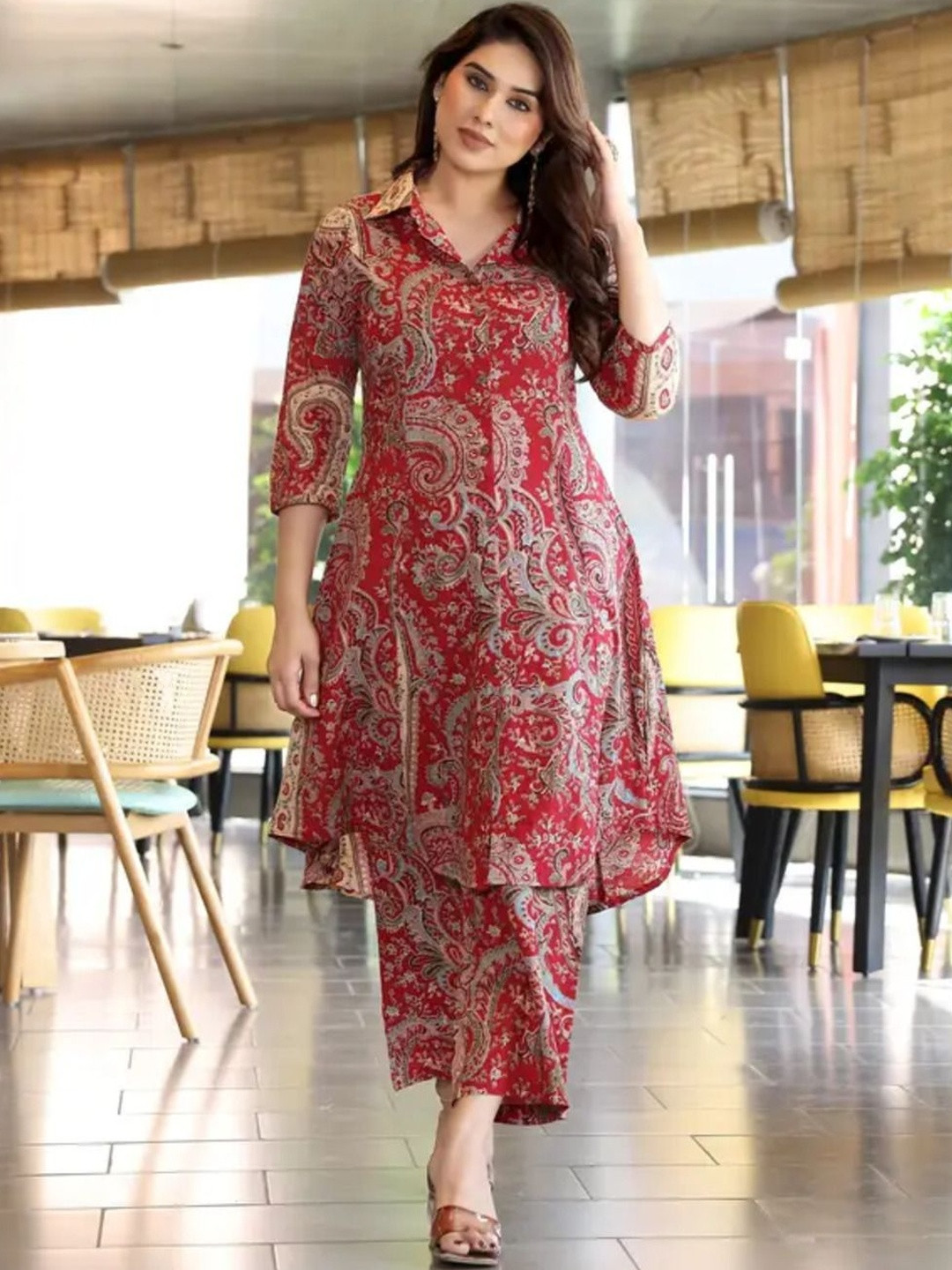 Dress21 Women Floral Printed Regular Pure Cotton Kurta with Palazzos