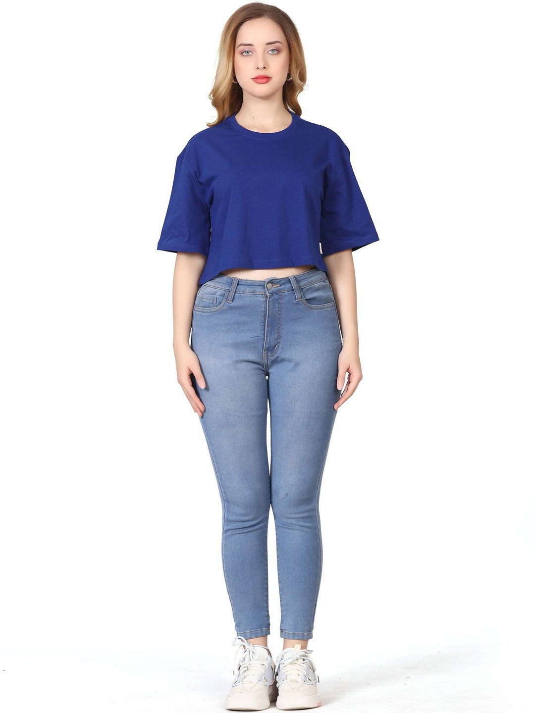 TITTLI Women Solid Colour Knitted Pure Cotton Boxy Fit Crop Top
