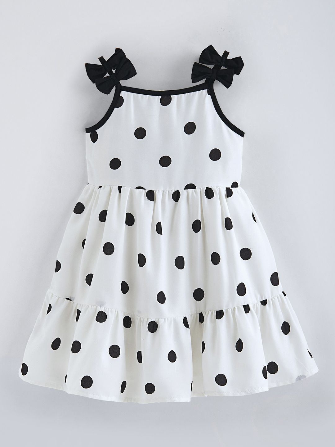 Hopscotch Polka Dot Print Chiffon Fit & Flare Dress
