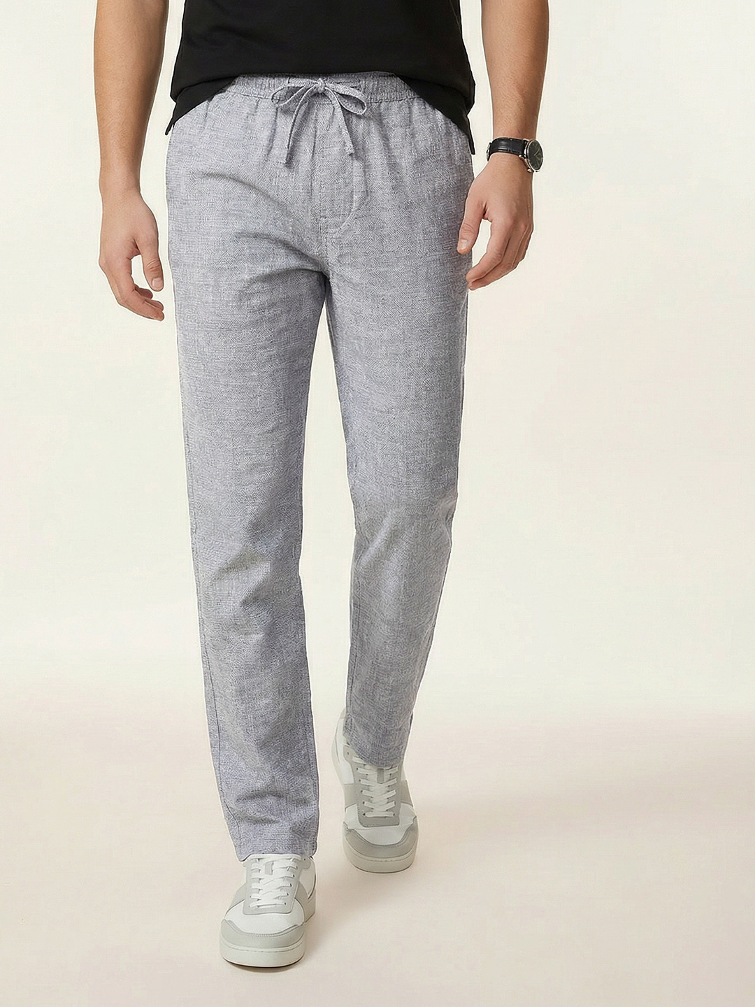 Nautica Men Cotton Linen Regular Fit Trouser