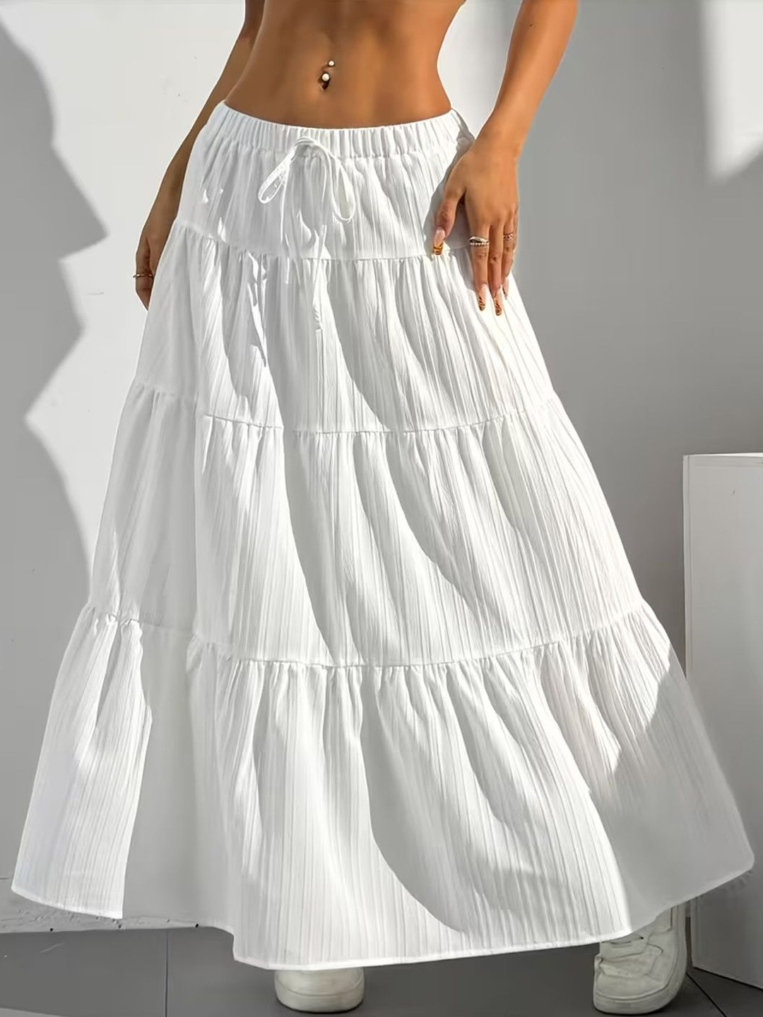 HeyStree Women Crepe Maxi A-Line Skirt