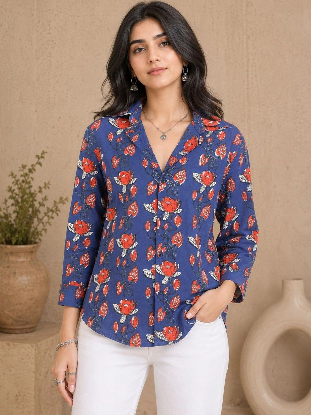 CHORAS Women Relaxed Floral Printed Casual Shirt