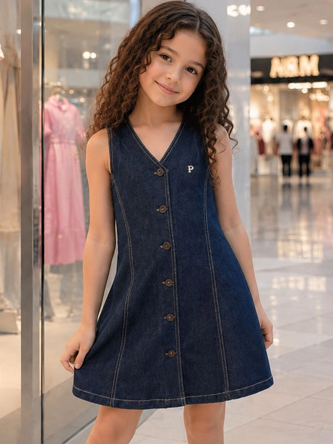 Purple United Kids Denim A-Line Dress