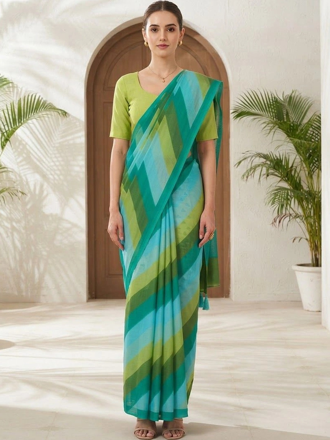 MEHARIKA Floral Pure Linen Khadi Saree