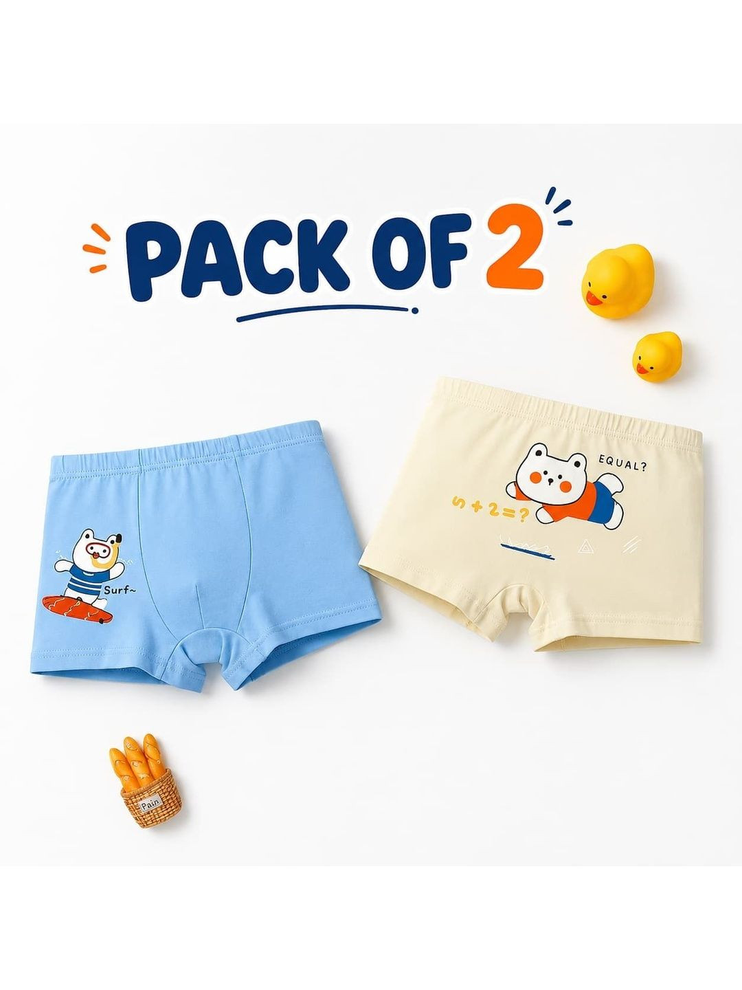 TPJ Mart Boys Pack of 2 Printed Assorted Cotton Boy Shorts