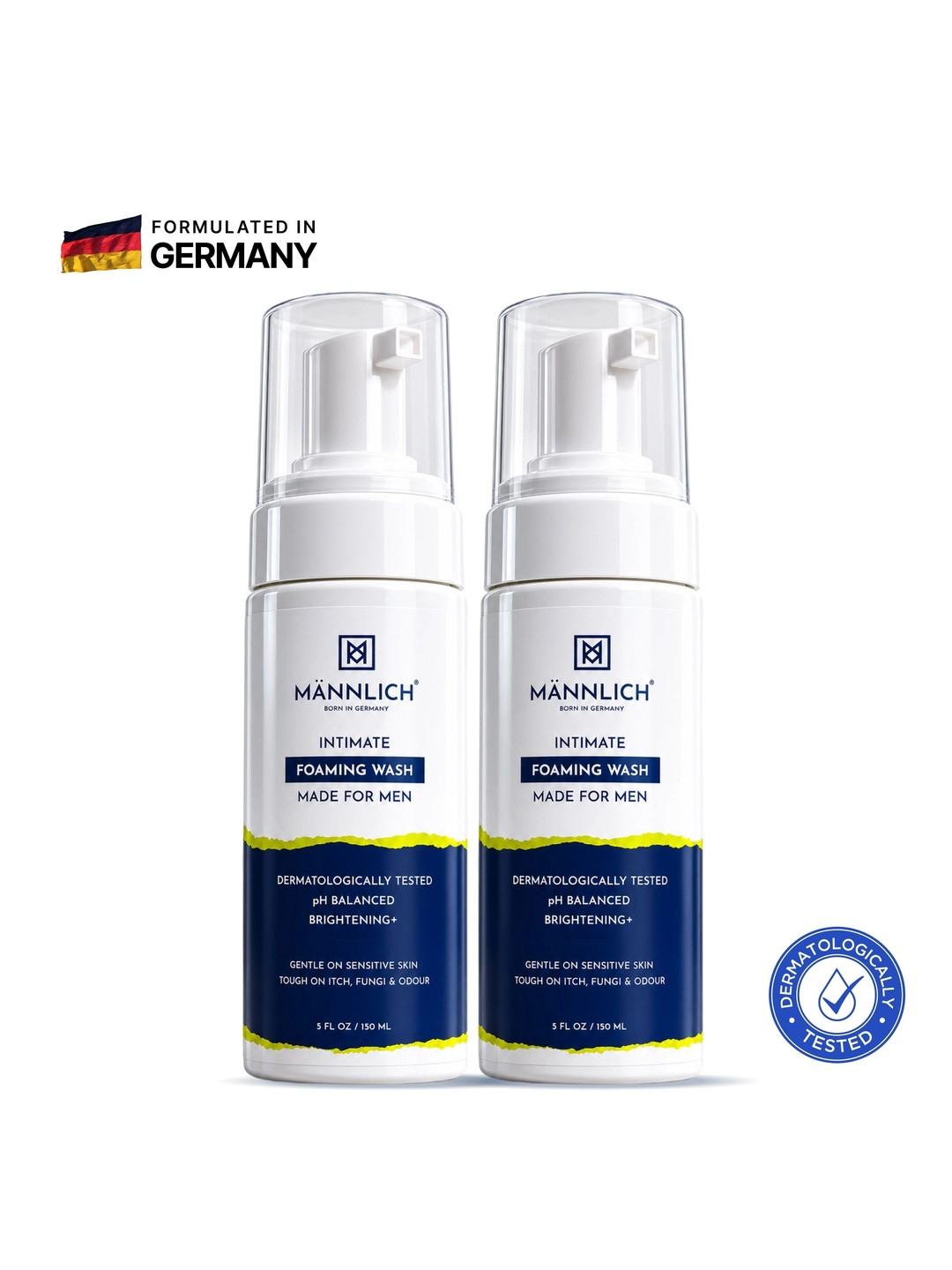 Mannlich Men Set Of 2 pH Balanced Intimate Foaming Wash - 150ml Each