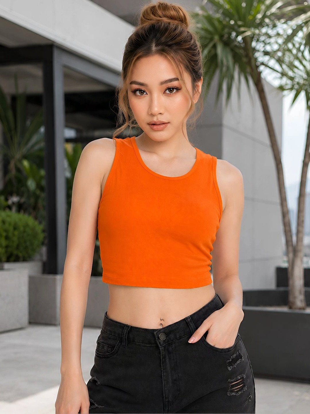 Friskers Women Cotton Sleeveless Crop Top