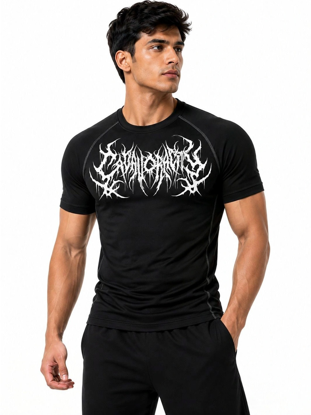 WAYUP Men Printed Dri-FIT Cut Outs Compression T-shirt