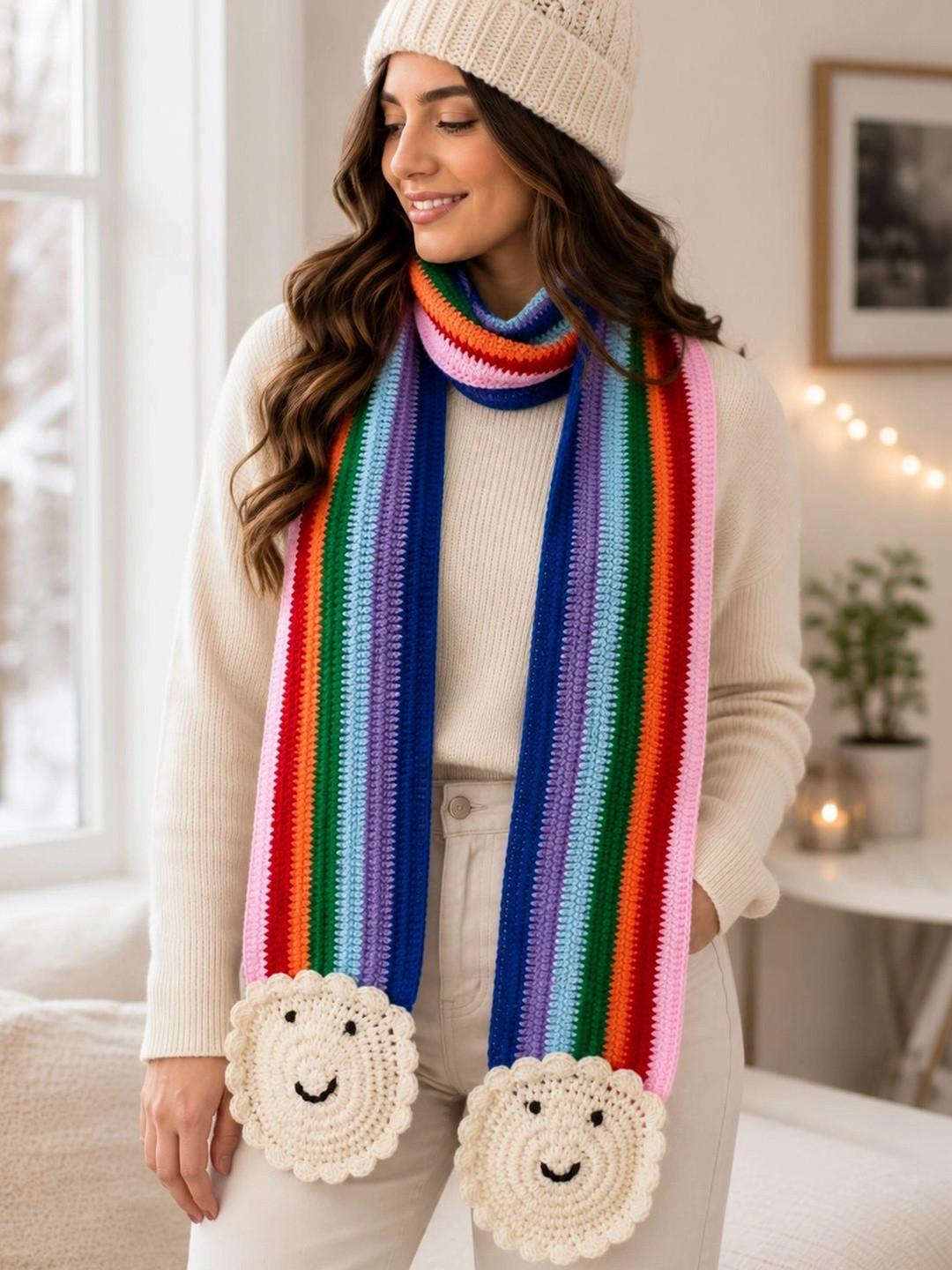 Velvery Women Striped Acrylic Mufflers