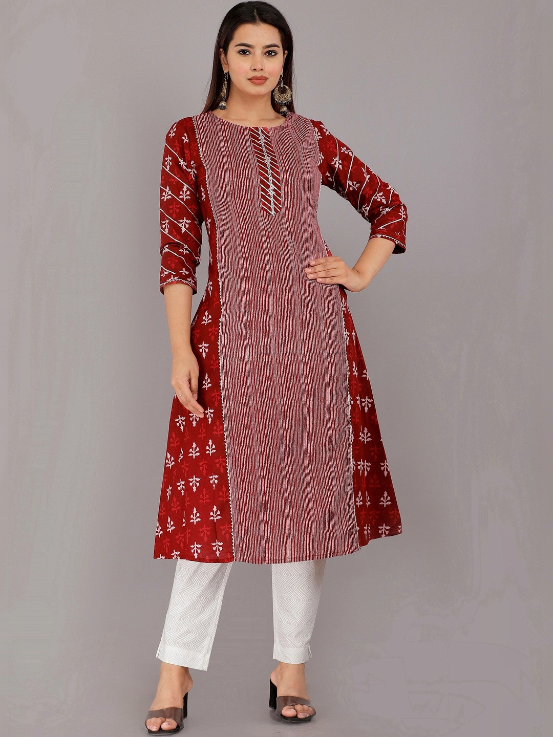 KRIFTEE Women Ethnic Motifs Printed Thread Work Indie Prints Kurta
