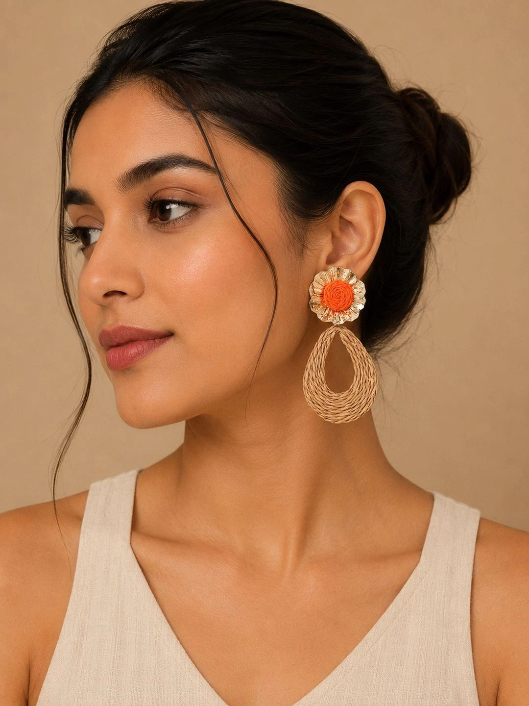 Beatnik Gold-Plated Floral Shaped Drop Earrings