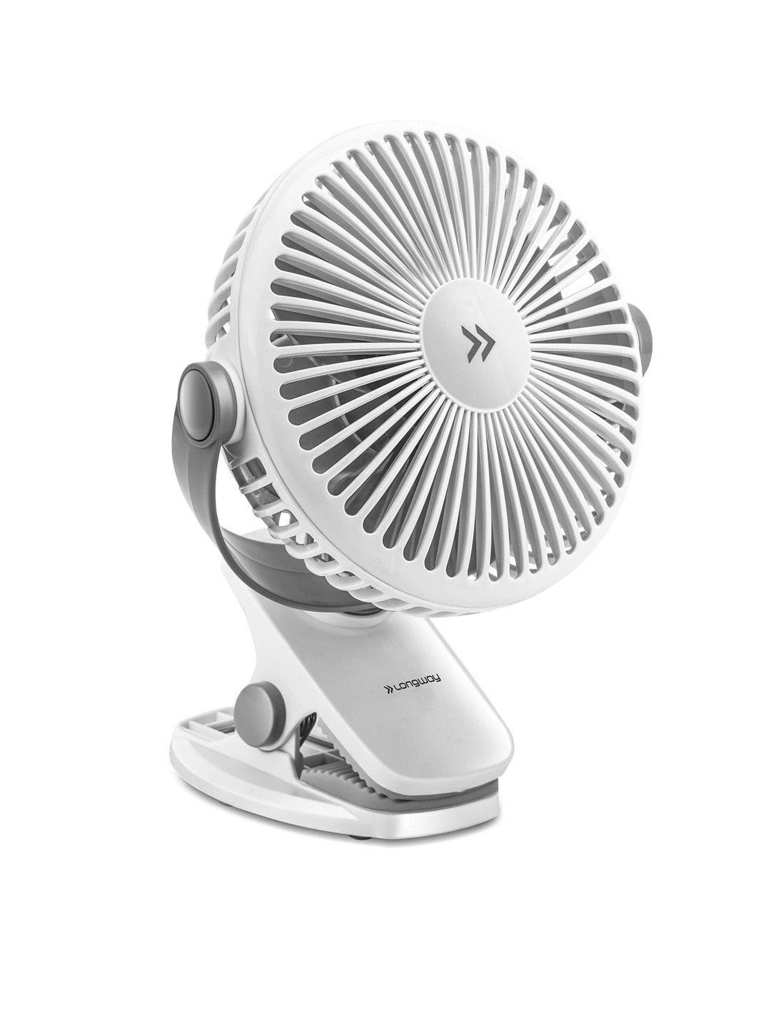Longway White Portable Rechargeable Clip Table Fan