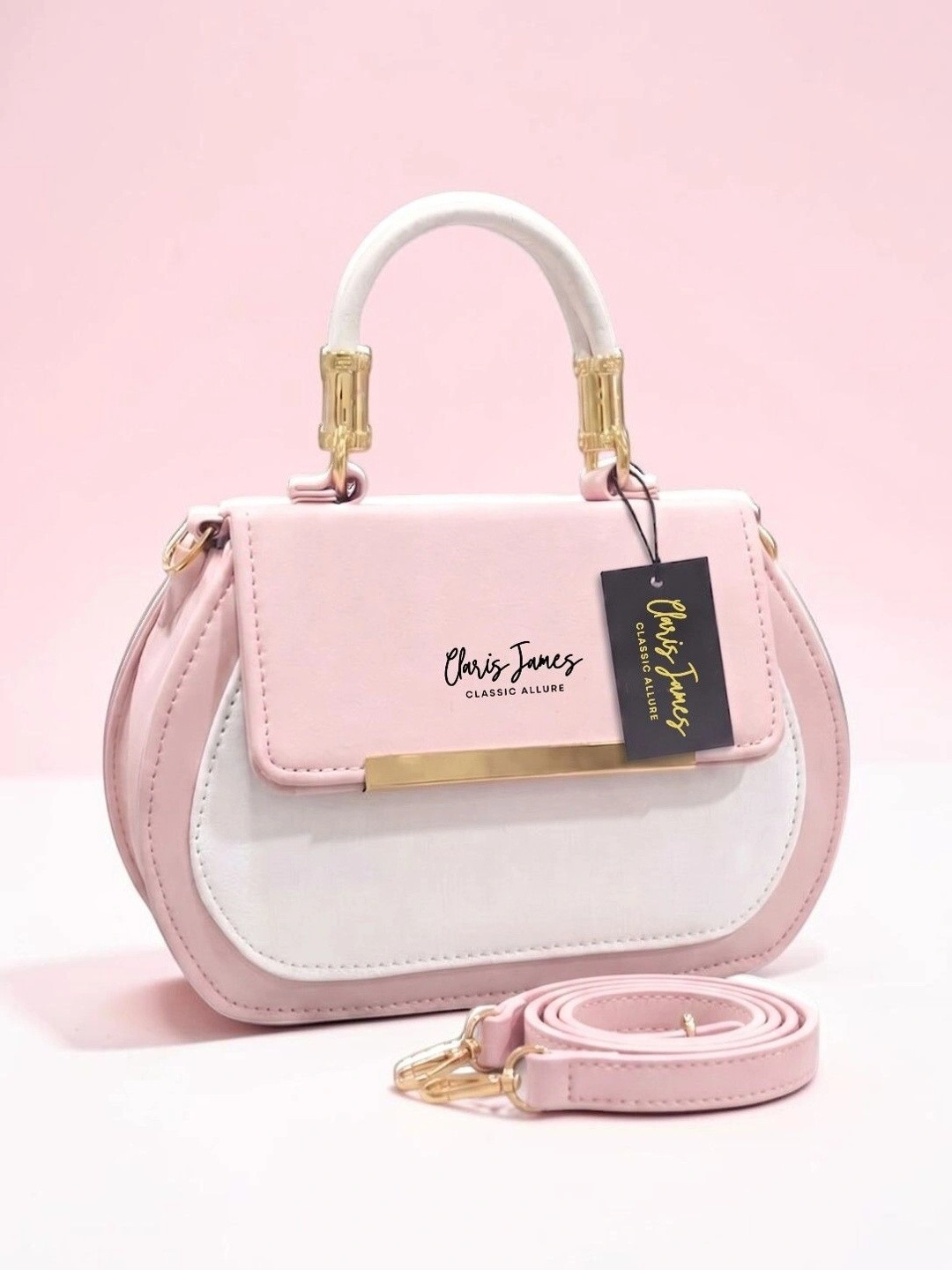 CLARIS JAMES Colourblocked PU Structured Handheld Bag