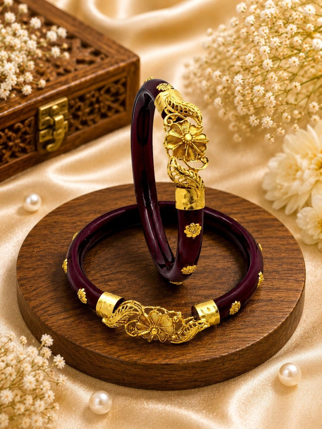 JILL FASHION Set Of 2 Gold-Plated Shakha PolaBangles