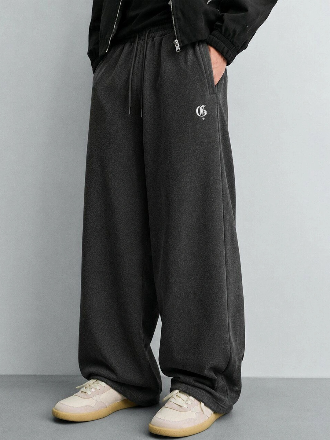 GENRAGE Men Graphic Baggy Track Pants