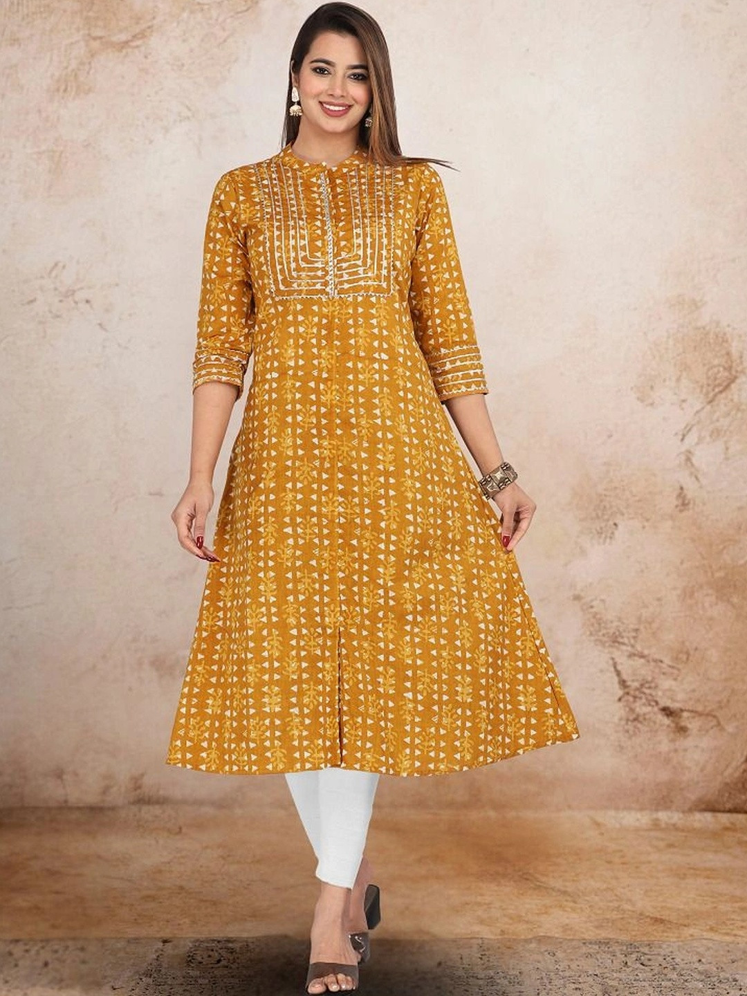 KRIFTEE Women Ethnic Motifs Printed Thread Work Kurta