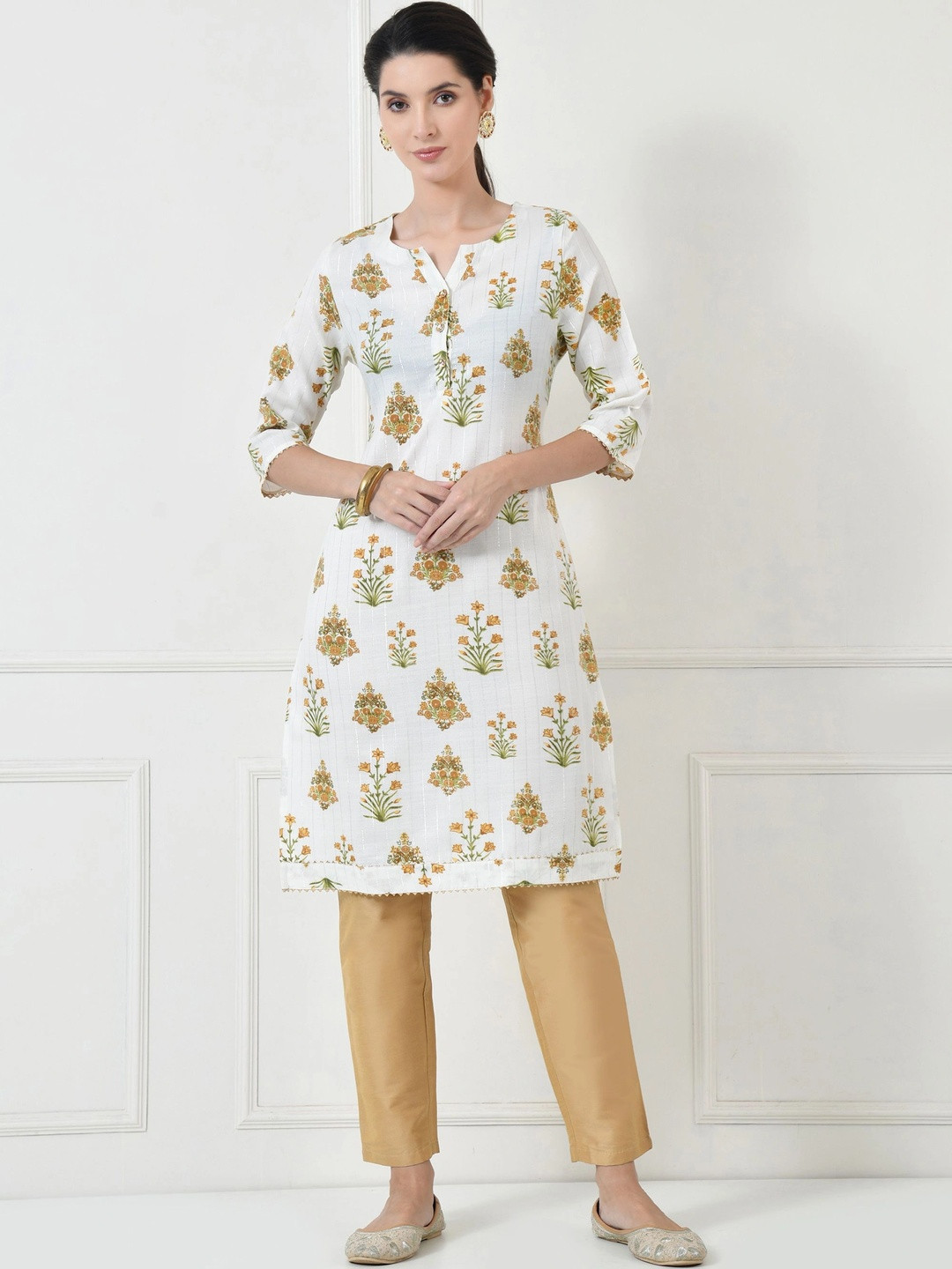 TOLIKE Women Floral Printed Pure Cotton Kurta
