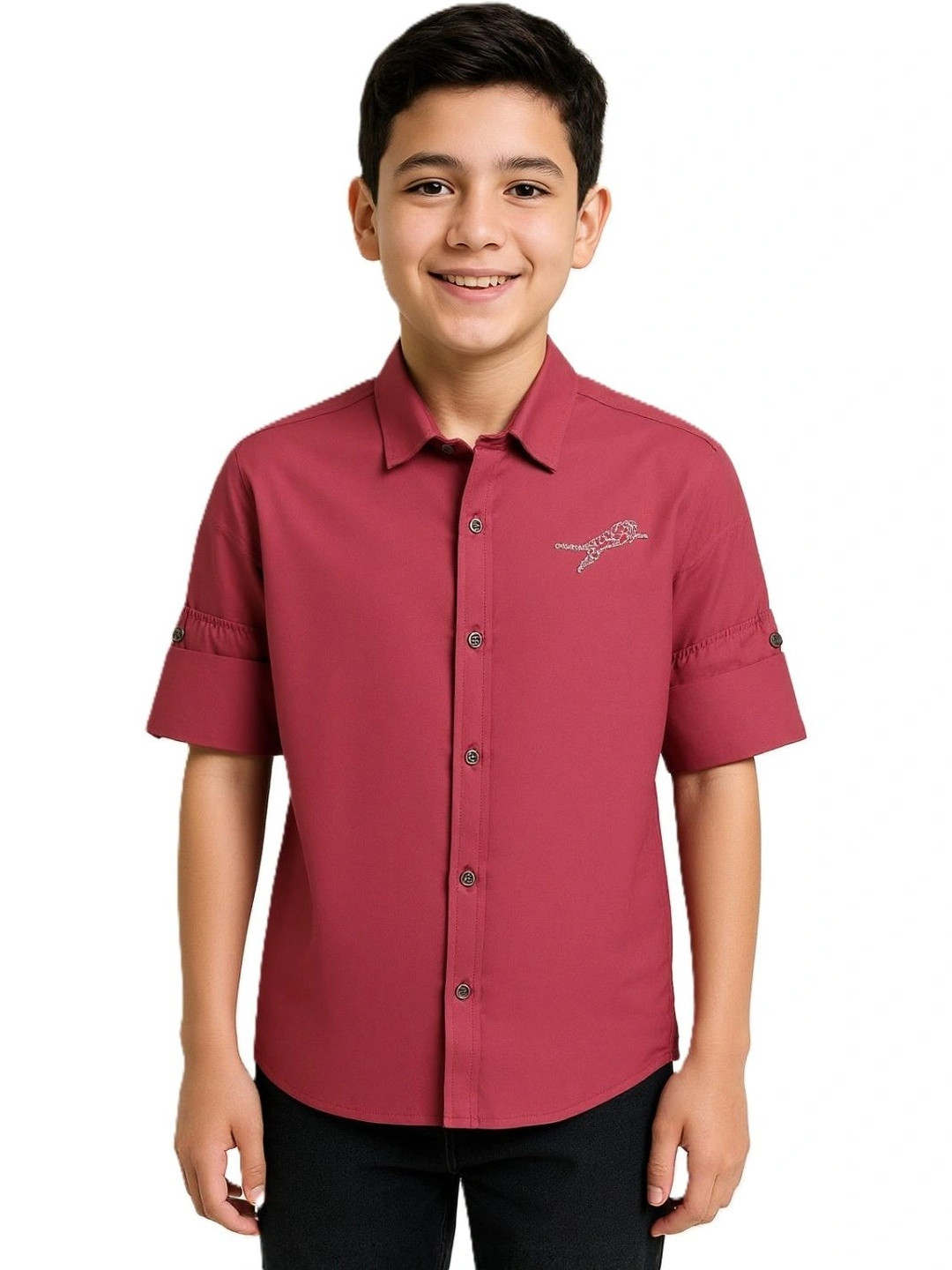 CAVIO Boys Red Solid Casual Shirt