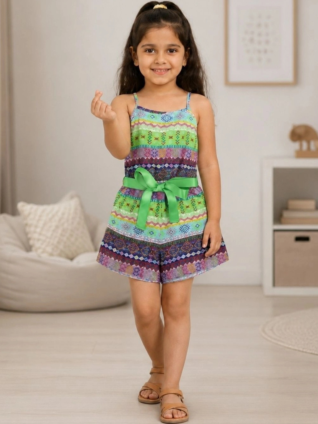 Superminis Girls Printed Pure Cotton Playsuit