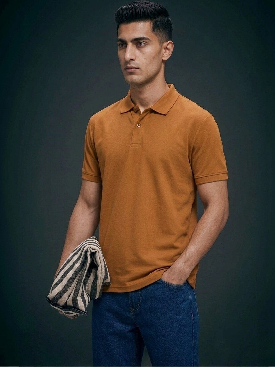 MAXZONE Men Polo Collar T-shirt