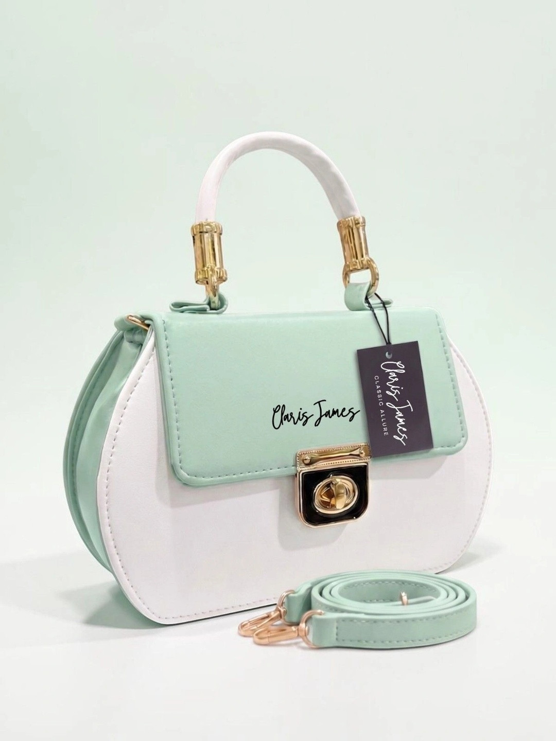 CLARIS JAMES Colourblocked PU Structured Handheld Bag