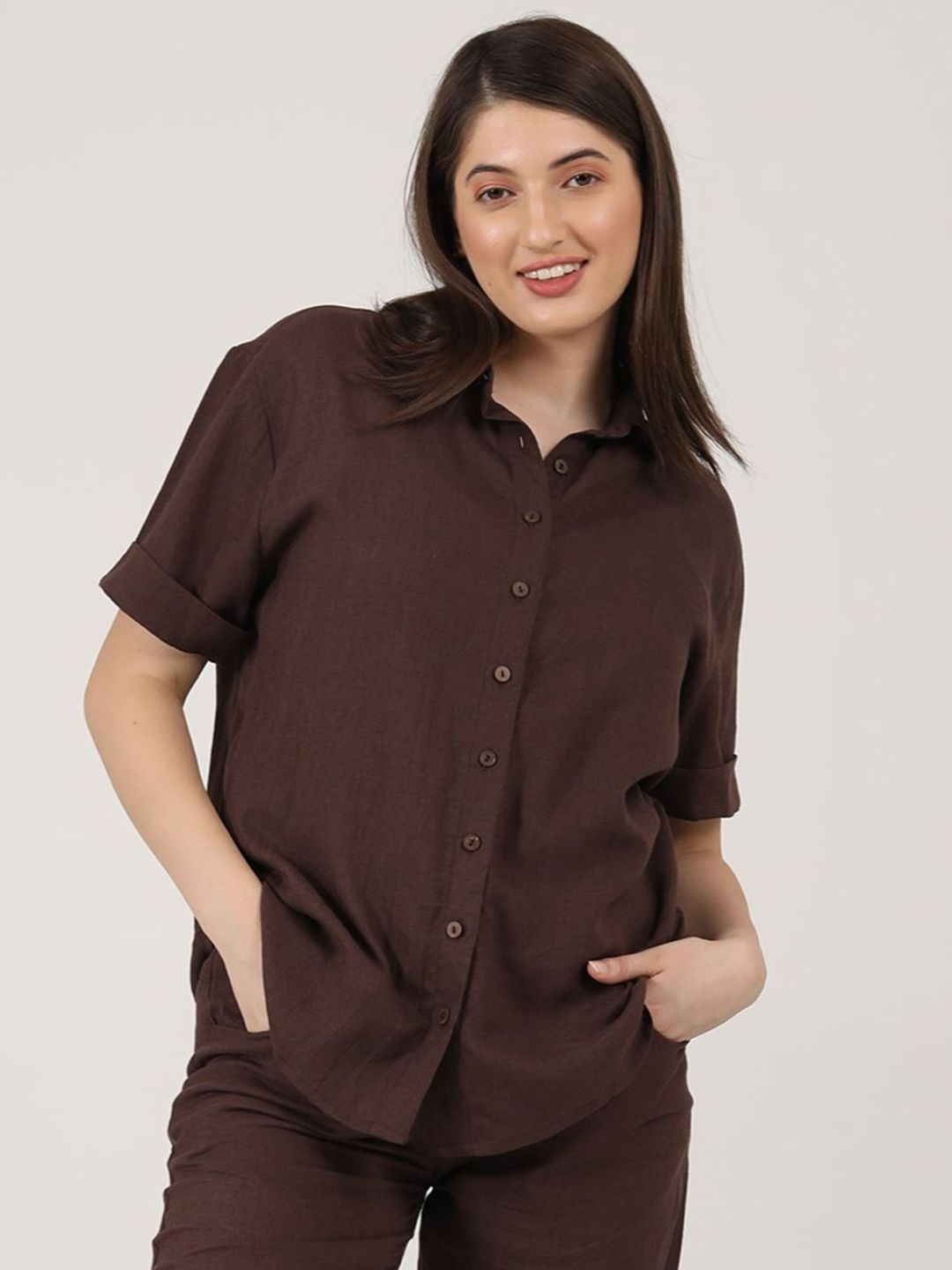 Saltpetre Comfort Relaxed Fit Spread Collar Linen Shirt