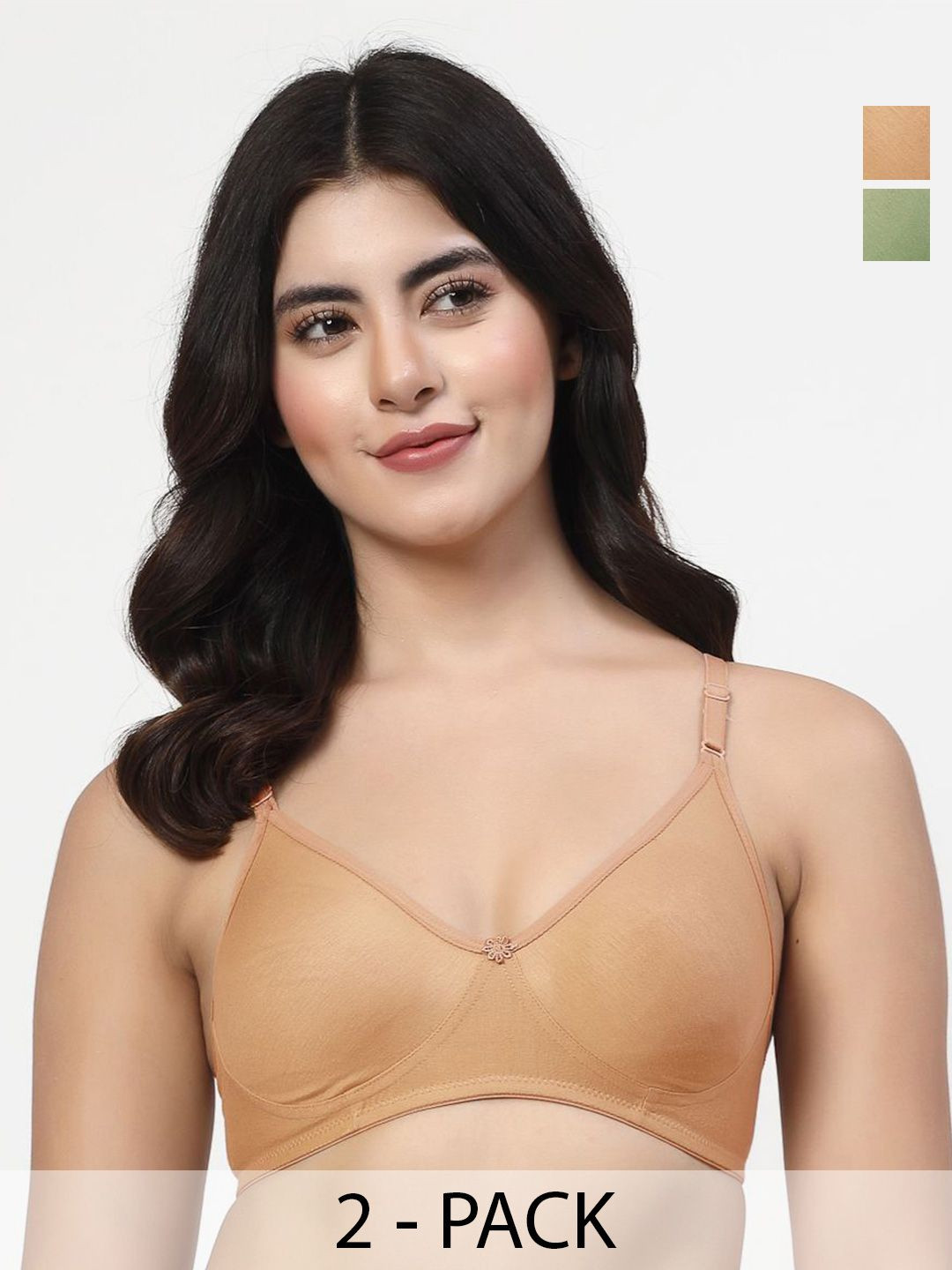LILY Ayir Pack Of 2 Full Coverage Non Padded Seamless T-shirt Bra