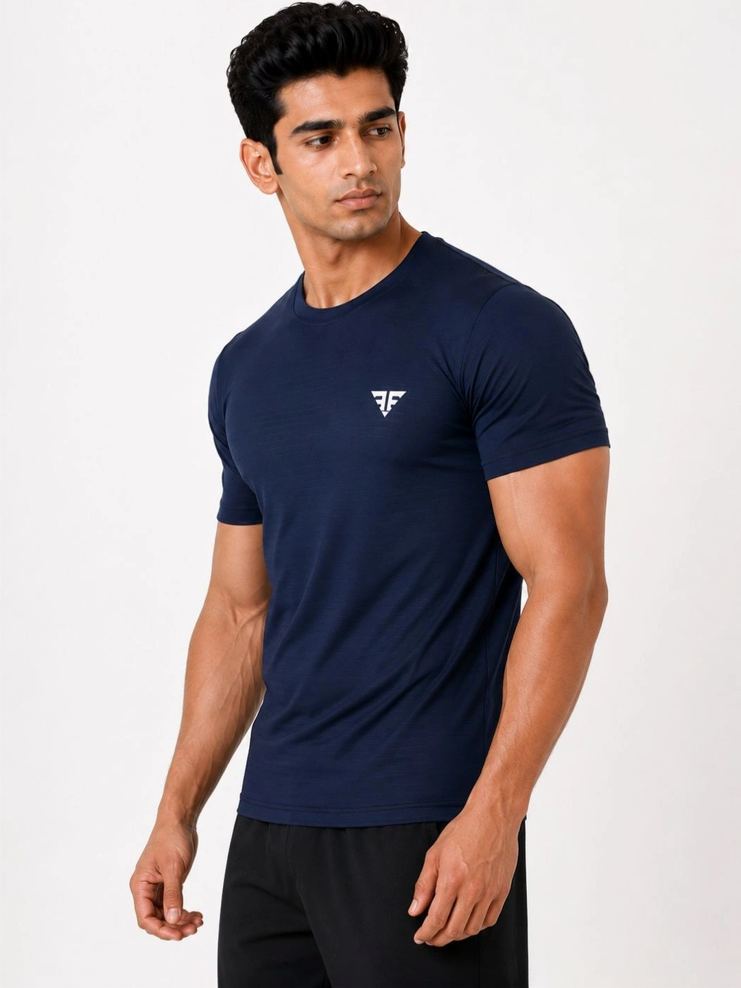 BRUTE FORCE Men Dry Fit Self Design Round Neck Slim Fit T-shirt
