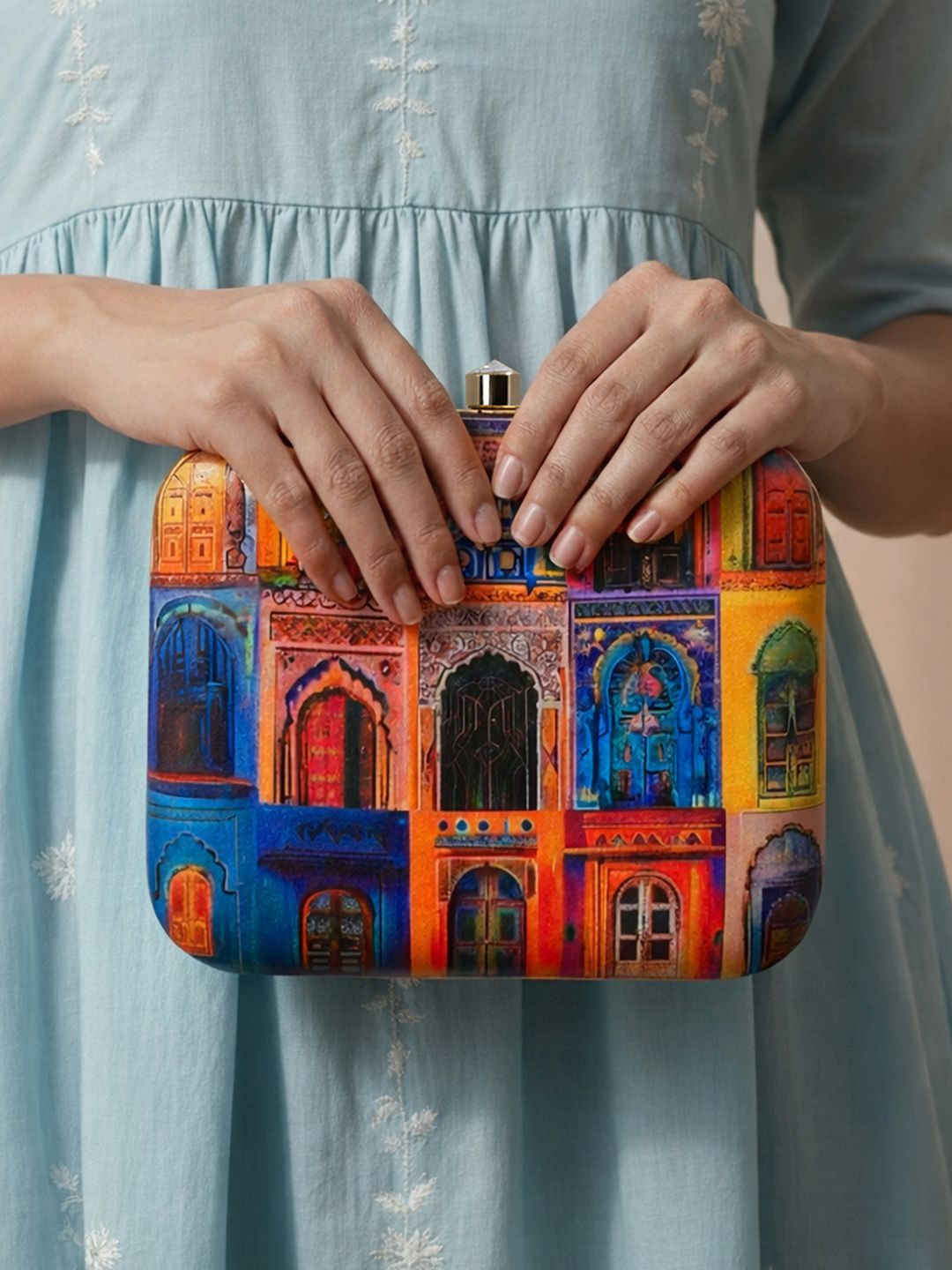 ARTKLIM Printed Box Clutch