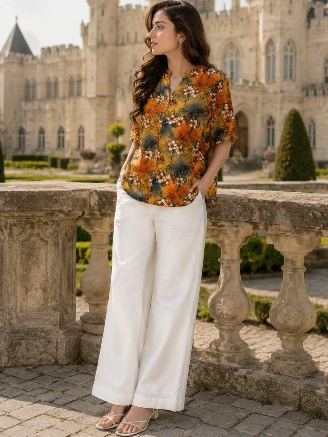 ZARVIKA Floral Printed Top with Trousers