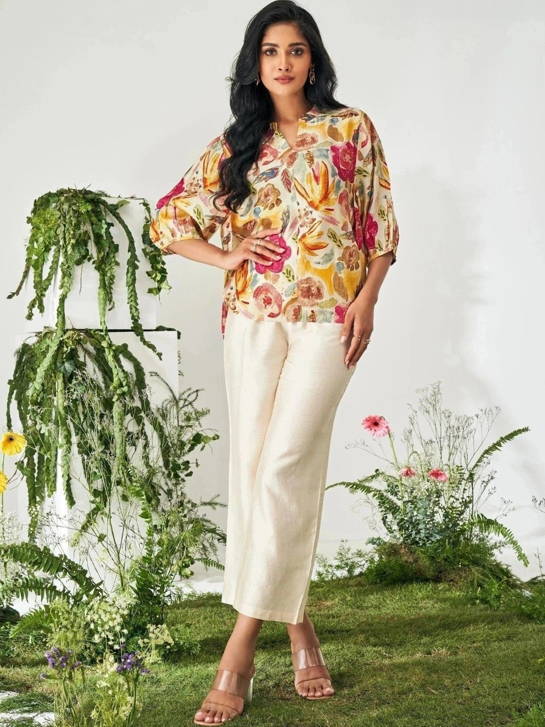 ZARVIKA Floral Printed Top with Trousers