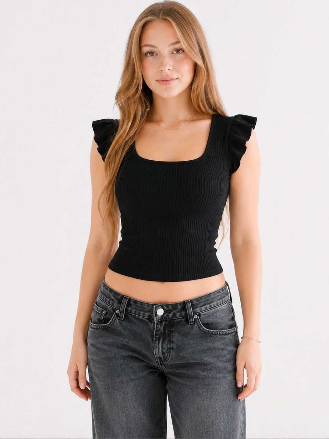 Atlies Flutter Sleeve Ruffles Top
