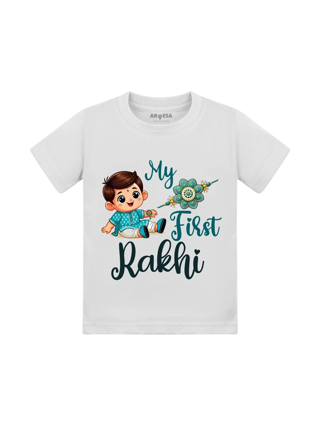 Arvesa First Rakhi Printed Kids Unisex T-shirt