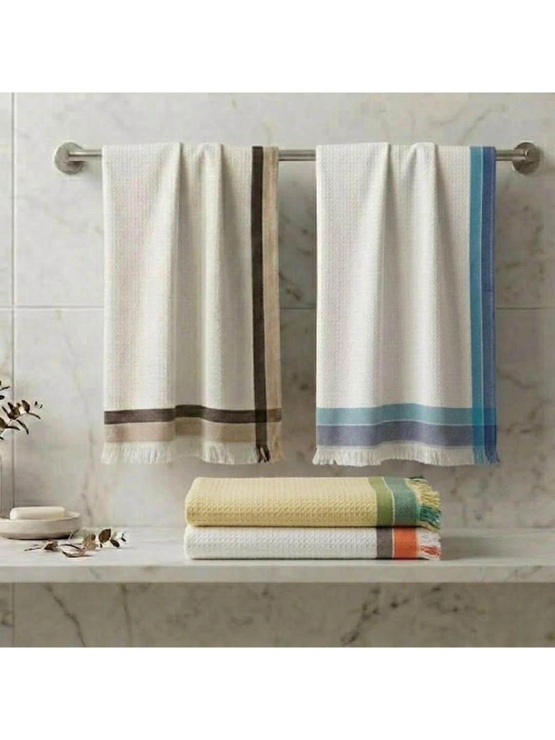 Athom Trendz 210GSM Quick Dry 4PCs Adult Regular Bath Towel-30x59In