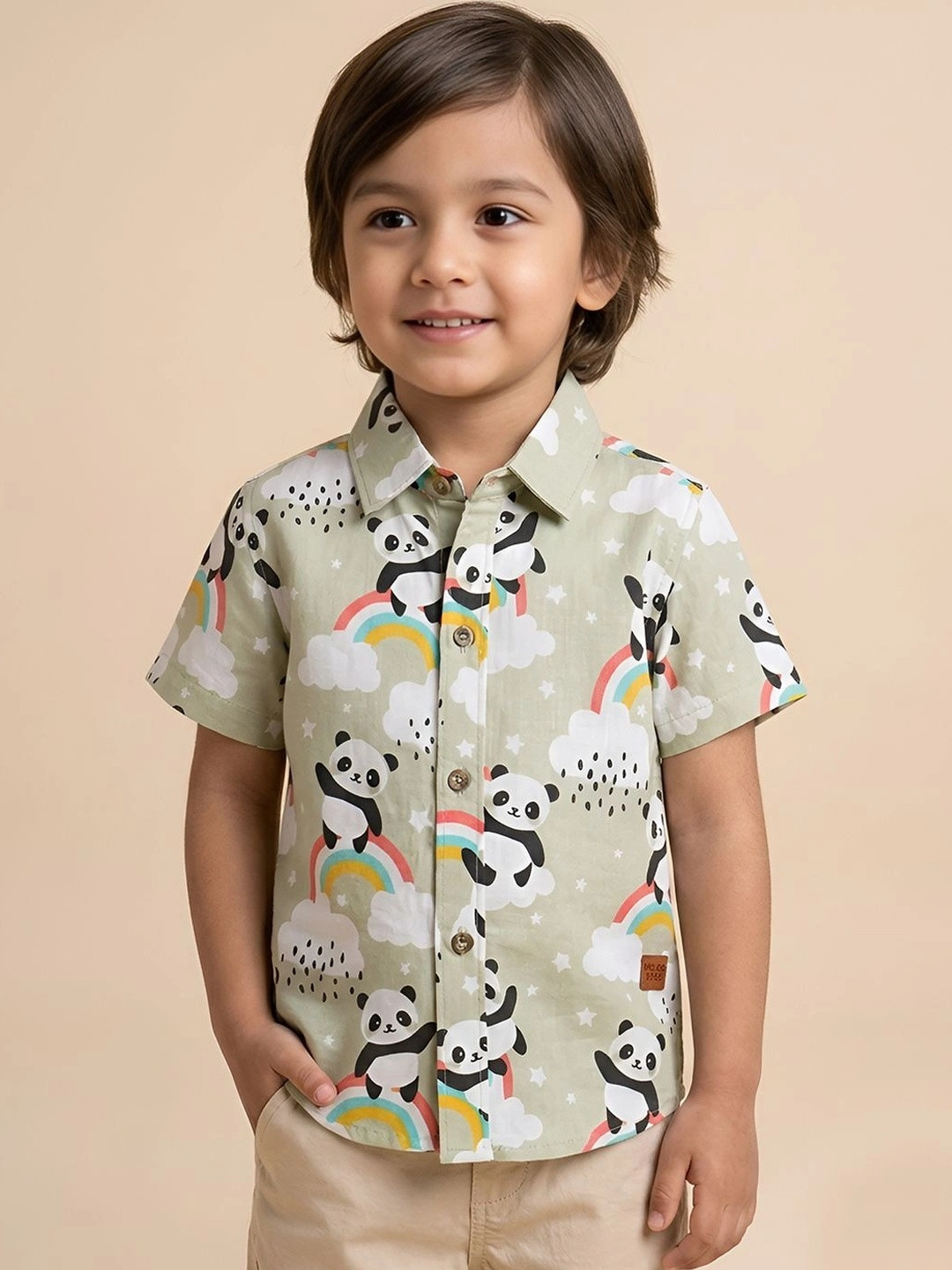 Polka Tots Boys Graphic Printed Cotton Casual Shirt